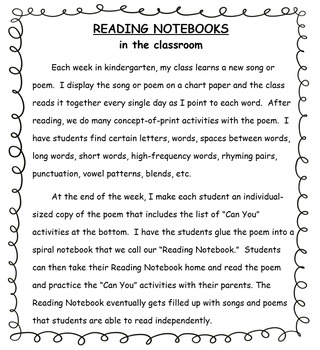Kindergarten Reading Notebook 2 by My Kindergarten | TPT