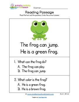 Kindergarten Reading Passages by A Wellspring of Worksheets | TpT
