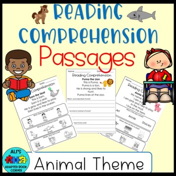 Preview of Kindergarten Reading Passages with Comprehension Questions - Animals