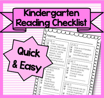 Preview of Kindergarten Reading Skills Checklist