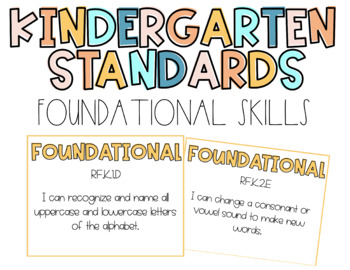 Preview of Kindergarten Reading Standards Common Core: Foundational Skills