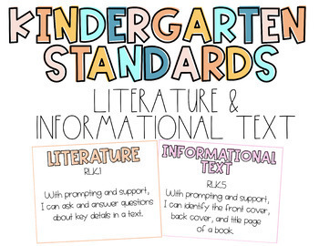 Preview of Kindergarten Reading Standards Common Core: Literature and Informational Texts