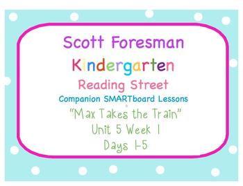 Preview of Kindergarten Reading Street SMARTboard Companion Unit 5 Wk 1 Max Takes the Train