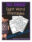 Sight Word Printables for Kindergarten {FREEBIE}