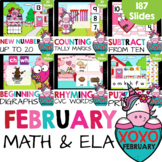 Kindergarten Reading and Math Bundle (February) Google Sli