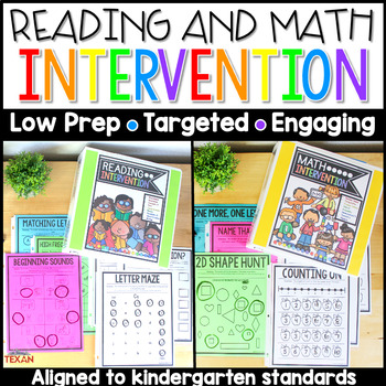 Preview of Kindergarten Reading and Math Intervention Binder - No Prep BUNDLE
