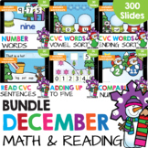 Kindergarten Reading and Math Worksheets (December) Google Slides