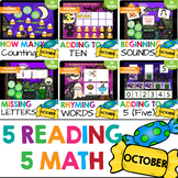 Kindergarten Reading and Math Worksheets (October) Google Slides