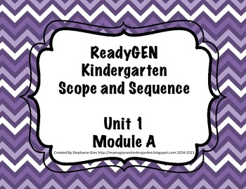 Preview of Kindergarten ReadyGEN Unit 1 Modules A & B Scope and Sequence