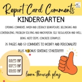 Kindergarten Report Card Comments, Ontario FDK Curriculum,