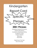 Kindergarten Report Card Comments - Specific Phrases 200+