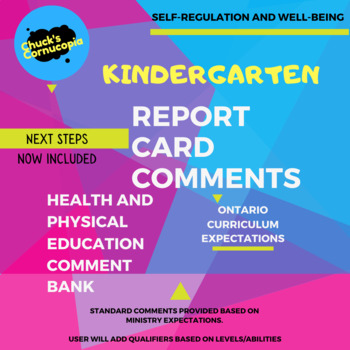 Preview of Kindergarten Report Card Comments for Health and Physical Education - Ontario