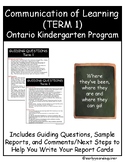 Kindergarten Report Card Resource (Term 1) Ontario Kinderg