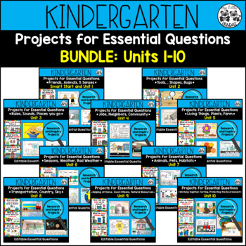 Preview of Kindergarten Research and Inquiry Projects: Units 1-10 BUNDLE