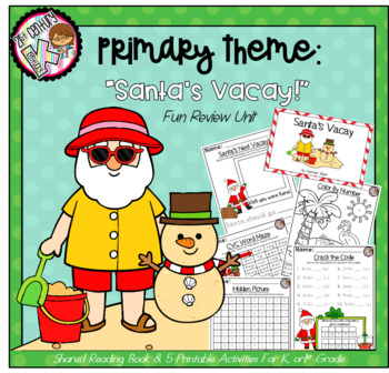Preview of Kindergarten Review Theme - Santa's Vacay
