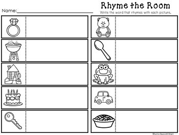 Kindergarten Rhyming Center - Rhyming Literacy Center - Write the Room
