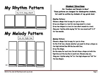 Preview of I Can Write Music! Kindergarten Rhythm and Melody Compositions