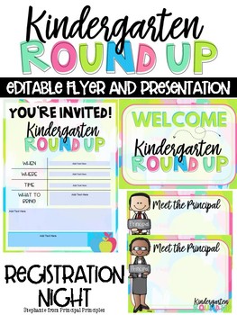 Preview of Kindergarten Round Up - Editable Flyer and Powerpoint for Registration Night