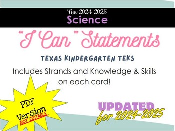Preview of Kindergarten SCIENCE TEKS Illustrated "I CAN" Statements