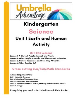 Preview of Kindergarten Science Unit II - Earth and Human Activities:  4 Lessons