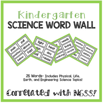 Kindergarten Science Word Wall- NGSS Aligned by Science With Sprinkles