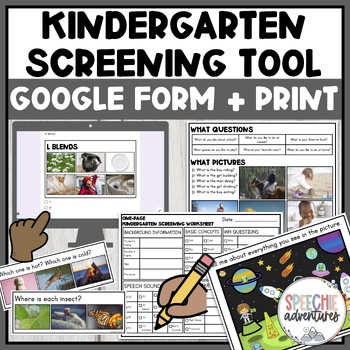 Preview of Kindergarten Screening Tool for Speech Therapy Google Forms & Print