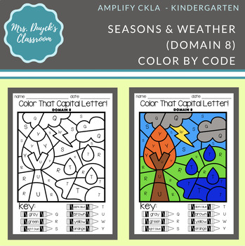 Preview of Kindergarten Seasons & Weather -Domain 8- 'Skills Color by Code' - Amplify CKLA
