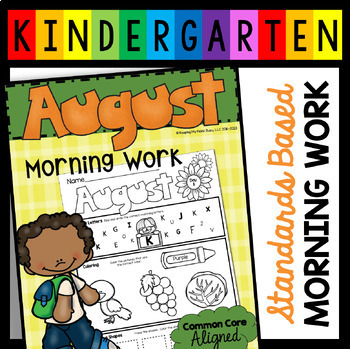 Preview of August Kindergarten Morning Work Math Literacy Spanish Back to School Worksheets