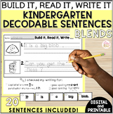 Kindergarten Decodable Blends Sentence Building Activities