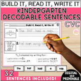 Kindergarten Decodable CVC Sentence Building  Activities -