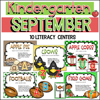 Preview of Kindergarten September Literacy ELA Centers Stations Task Cards - Monthly Center