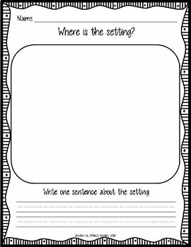 Kindergarten Setting Graphic Organizer worksheets (RL.K.3) by Ashley's
