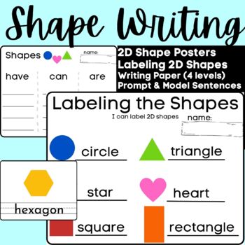 Preview of Kindergarten Shape Labeling and Writing with 2D Shapes for Fun Math Centers
