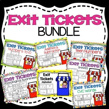 Preview of Kindergarten Math and ELA Exit Ticket Bundle