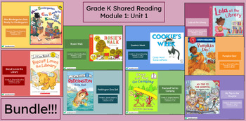 Preview of Kindergarten Shared Reading- Module 1 Bundle" Google Slides- Bookworms Supplemen