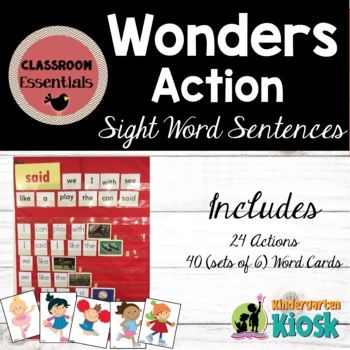 Preview of Kindergarten Sight Word Action Sentences Wonders