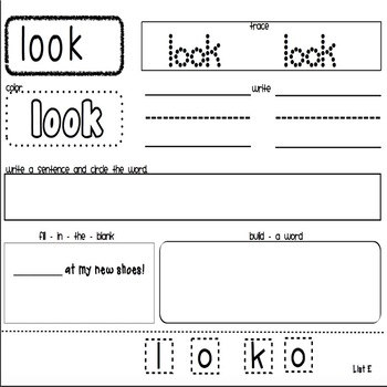 Kindergarten Sight Word Activity Pages - Distance Learning by Chankyna