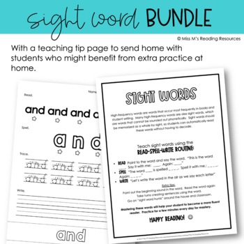 Kindergarten Sight Words Practice Pages and Flash Cards | TpT