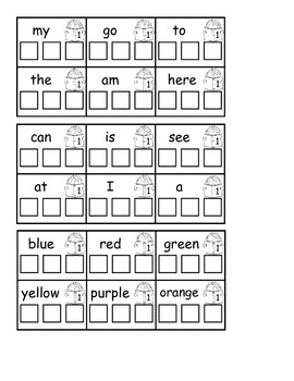 Kindergarten Sight Word Cards for Homework Practice by Stacy Mack
