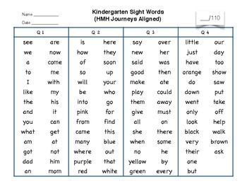 georgia kindergarten sight word list
