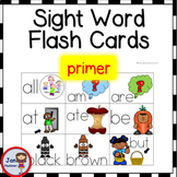PRIMER SIGHT WORD PRACTICE - Flash Cards with Picture Cues