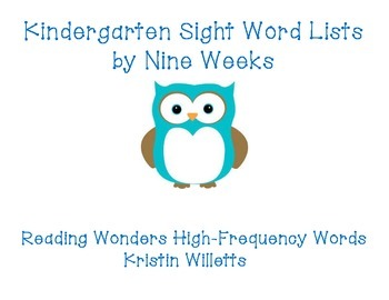 Preview of Kindergarten Sight Word Lists using Reading Wonders