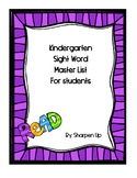 Kindergarten Sight Word Master List for Students