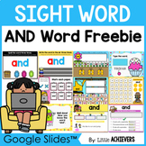 Kindergarten Sight Word Practice - "AND" WORD FREEBIE Goog
