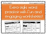 Kindergarten Sight Word Practice Worksheets - Orange Words