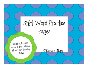 Preview of Kindergarten Sight Word Practice Pages