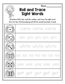 kindergarten sight word practice tracing sight words tpt