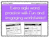Kindergarten Sight Word Practice Worksheets - Purple Words