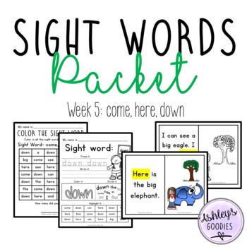 Kindergarten Sight Word Practice Worksheets | Week 5 by Ashley's Goodies