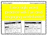 Kindergarten Sight Word Practice Worksheets - Yellow Words